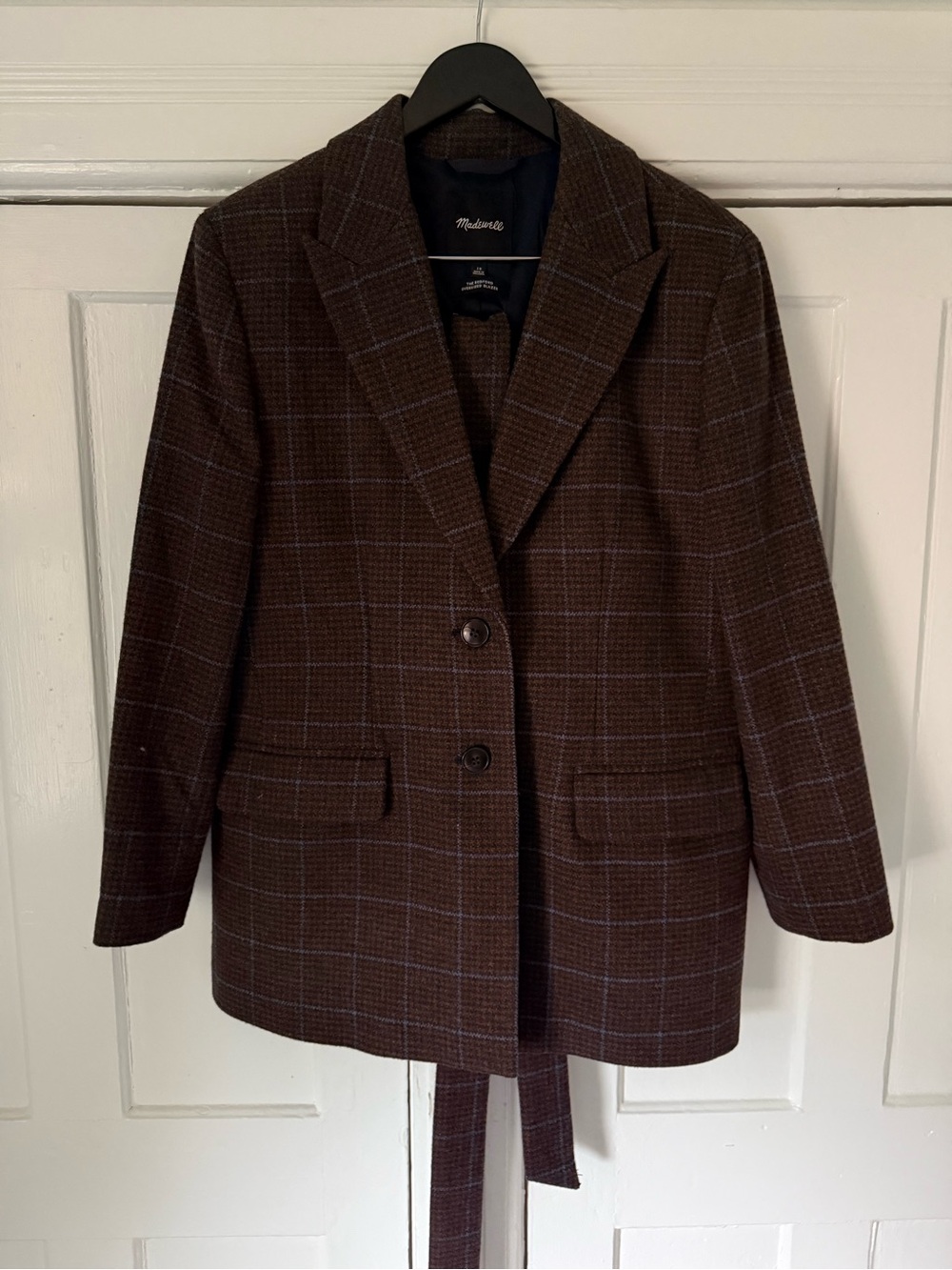 Madewell Brown Plaid Blazer with Subtle Blue Windowpane